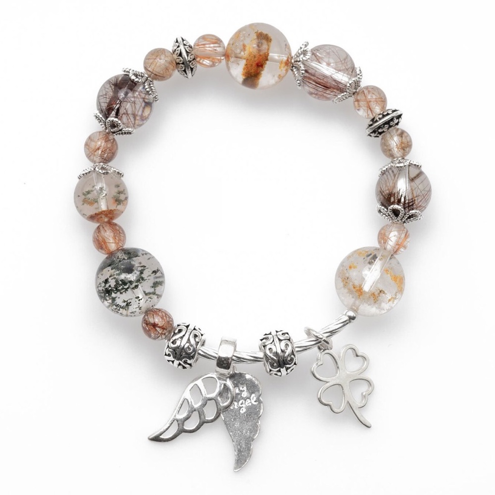 Lodolite and Brown Rutilated Quartz Bracelet